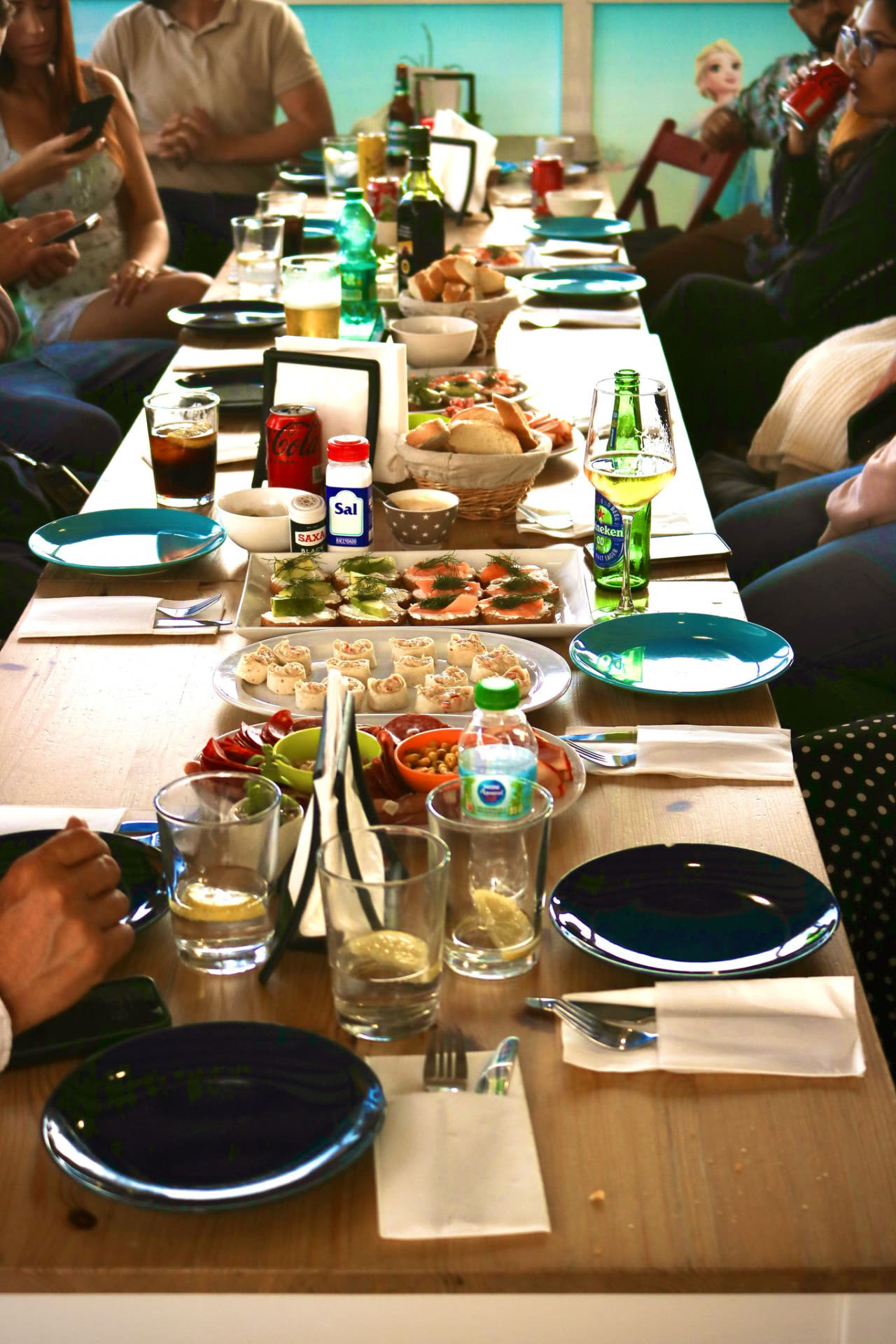 Group food table prepared at Dream Park