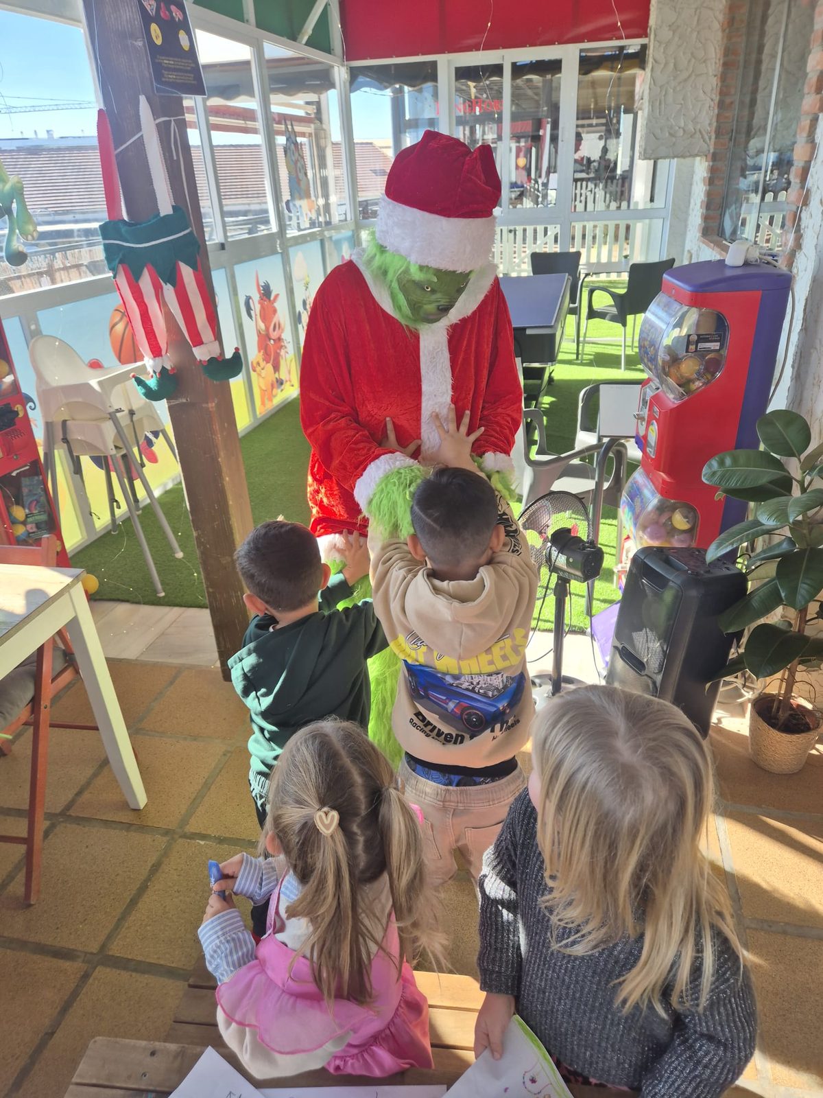 Children meeting a Christmas character at Dream Park
