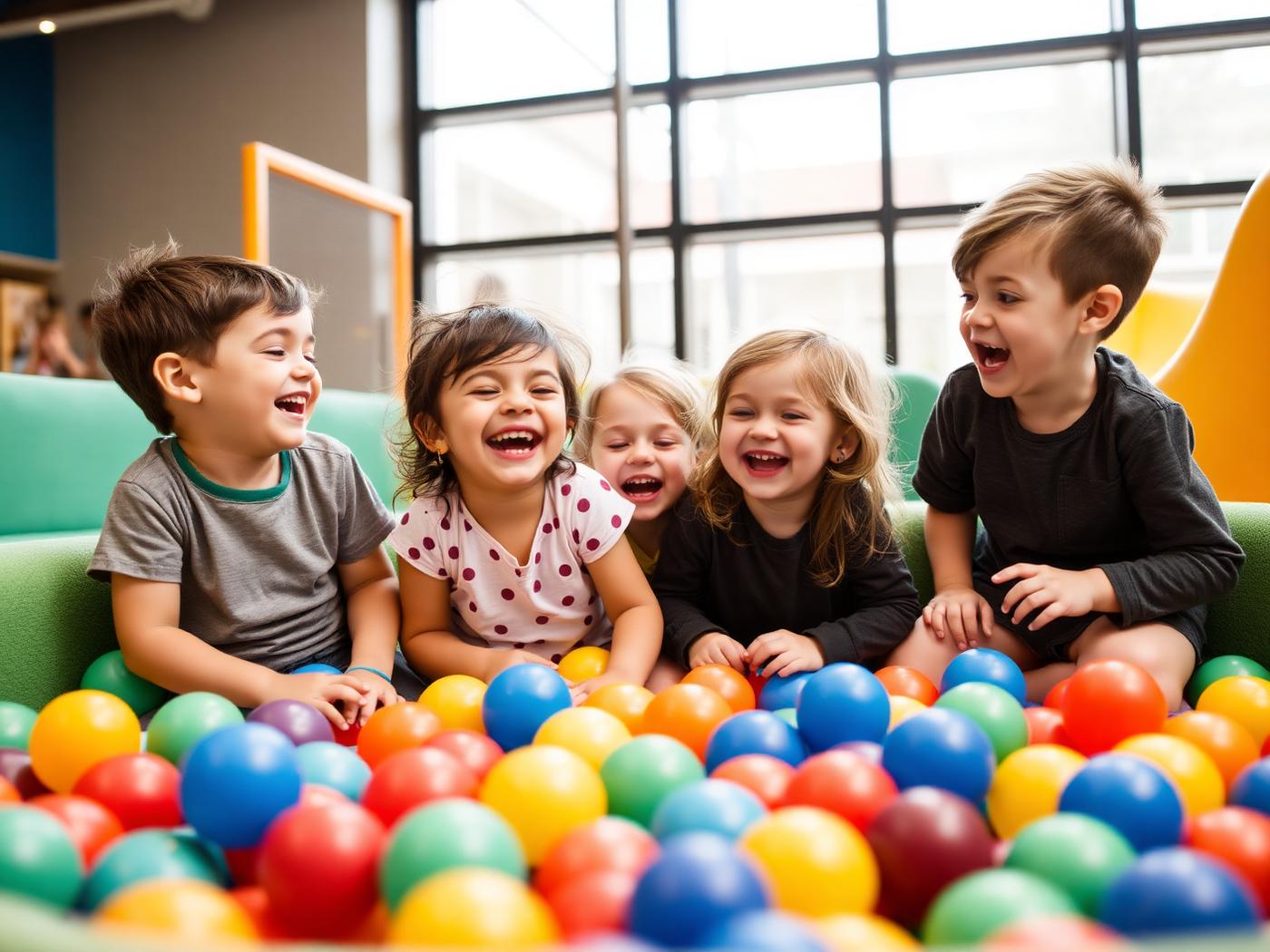 Children laughing in the ball pit